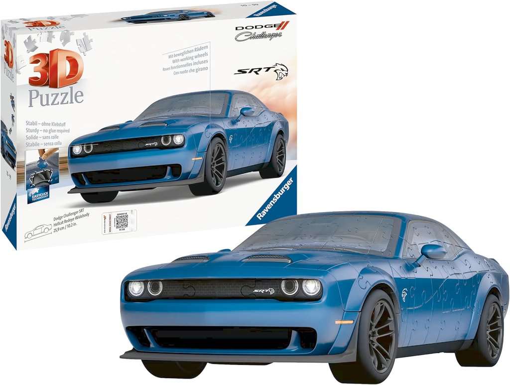 דודג׳ "Challenger SRT Hellcat Redeye Widebody" כחולה - פאזל תלת מימד 108 חלקים RAVENSBURGER