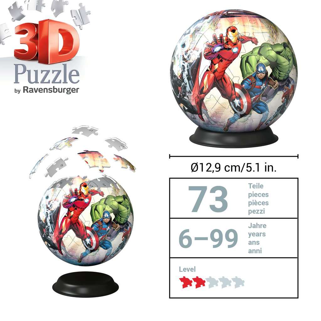 הנוקמים של מארוול "Puzzle Ball" - פאזל תלת מימד כדור 72 חלקים RAVENSBURGER