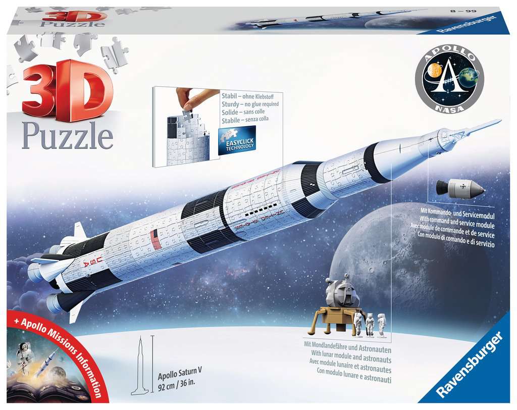NASA רקטת סטורן 5 במשימת אפולו 11 לירח - פאזל תלת מימד 440 חלקים RAVENSBURGER