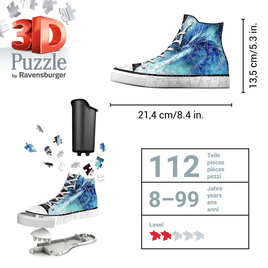 סניקרס דרקונים - פאזל תלת מימד 108 חלקים עם ארגונית לכלי כתיבהס RAVENSBURGER