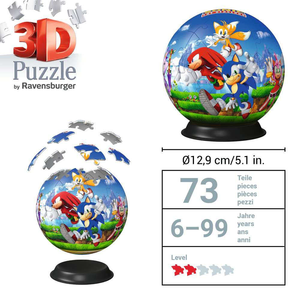 סוניק "Puzzle Ball" - פאזל תלת מימד כדור 72 חלקים RAVENSBURGER