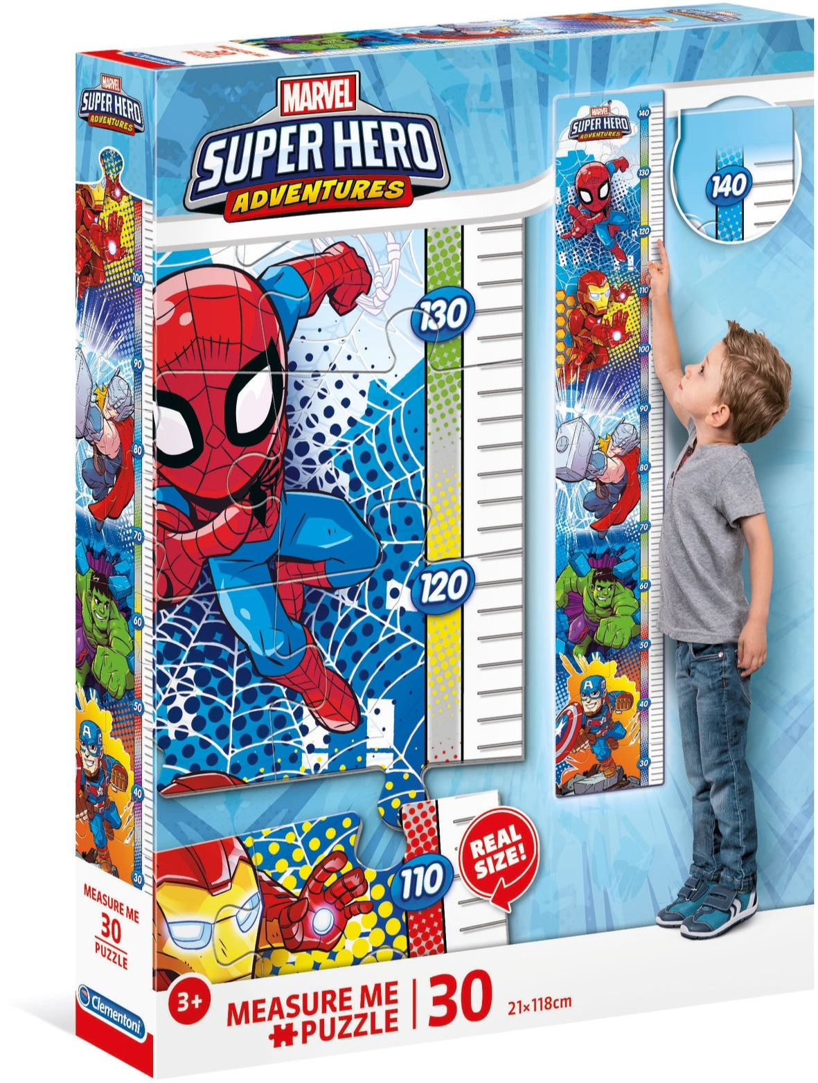 Measure Me, גיבורי על - פאזל מד גובה 30 חלקים CLEMENTONI