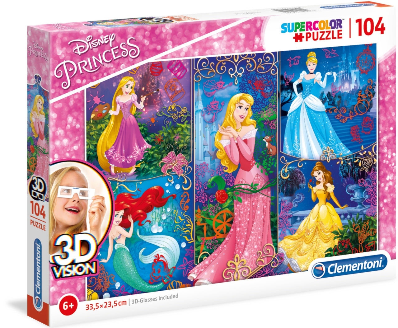 דיסני נסיכות 3D אופטי - פאזל 104 חלקים CLEMENTONI