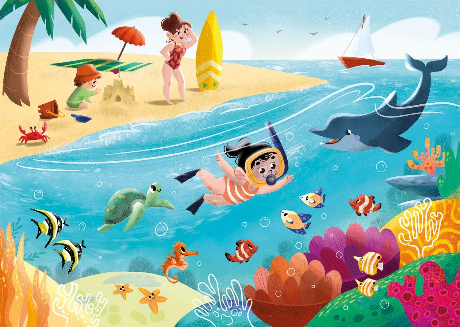 OUTLET עולם המים - 2 פאזלים של 20 2 פאזלים של 60 חלקים CLEMENTONI