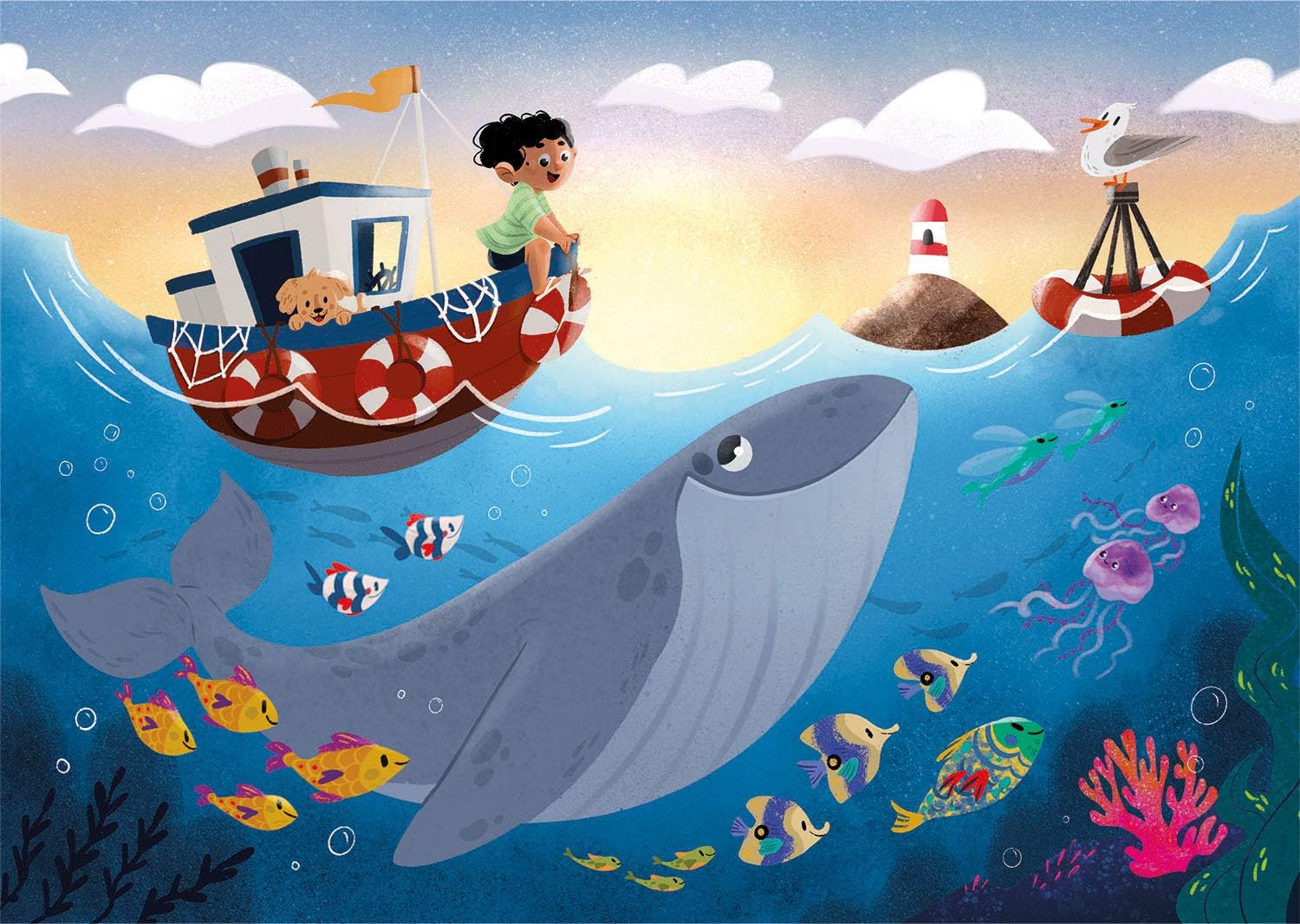 OUTLET עולם המים - 2 פאזלים של 20 2 פאזלים של 60 חלקים CLEMENTONI