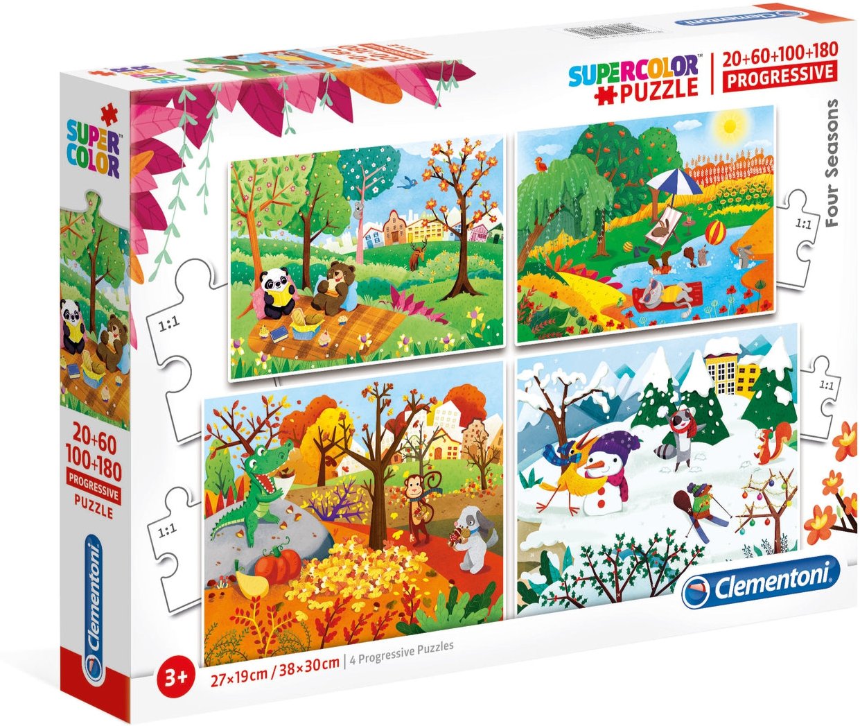 עונות השנה - סט 4 פאזלים של 20 60 100 180 חלקים CLEMENTONI