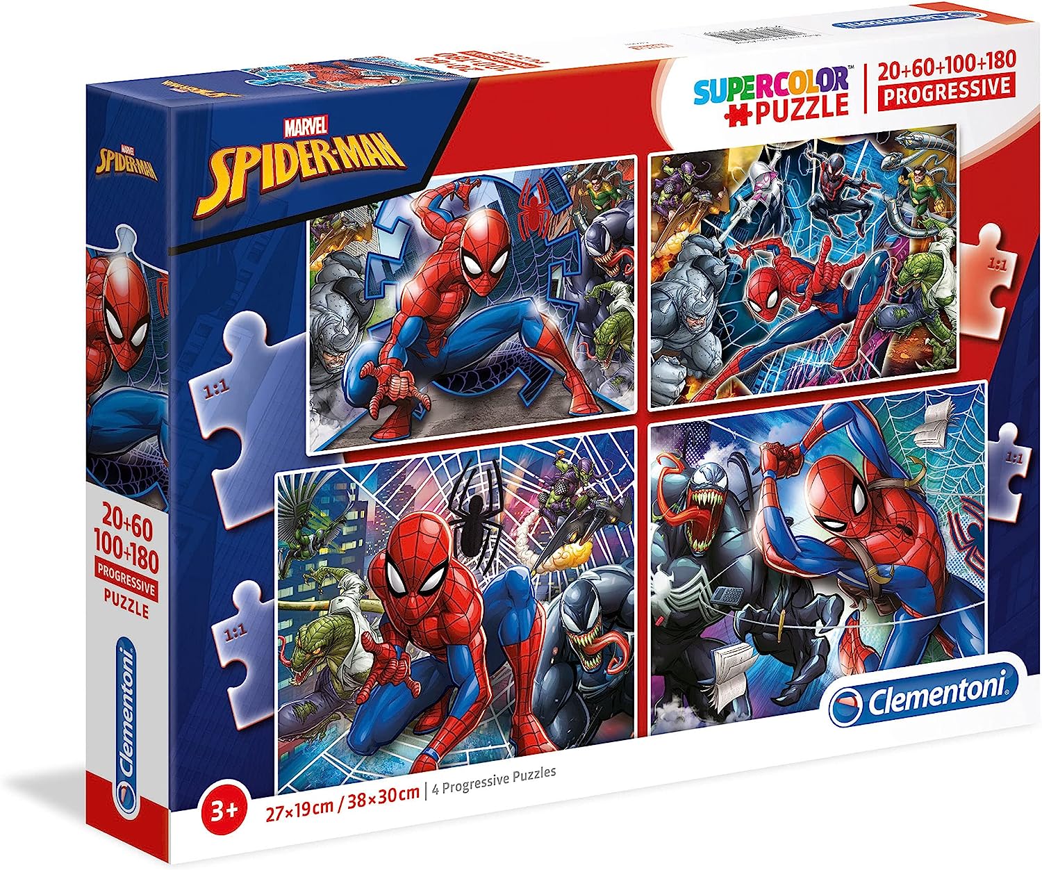 ספיידרמן - סט 4 פאזלים של 20 60 100 180 חלקים CLEMENTONI