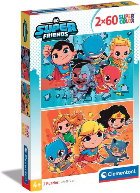 Dc Comics חברי על - 2 פאזלים של 60 חלקים CLEMENTONI