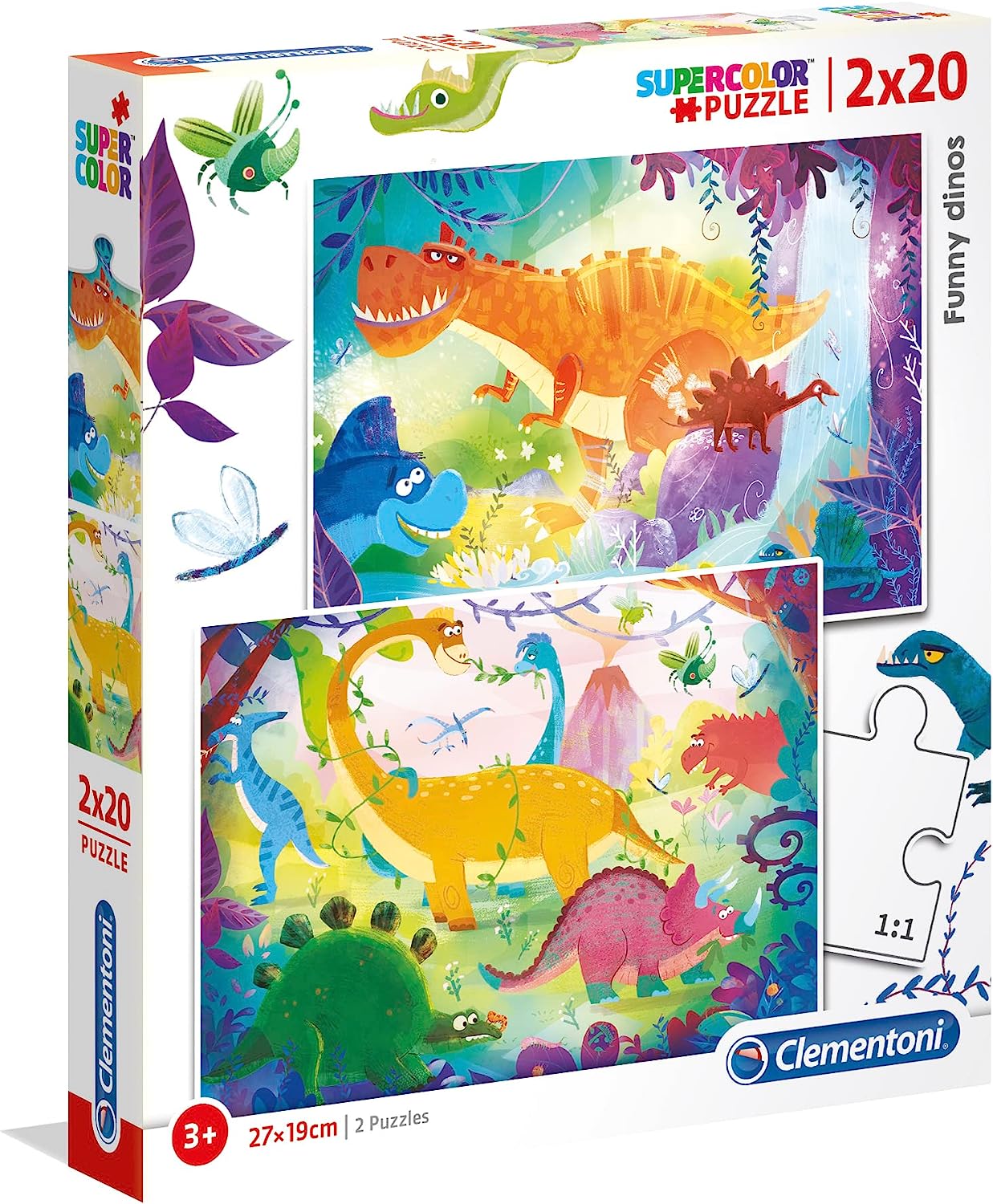 דינוזאורים - 2 פאזלים של 20 חלקים CLEMENTONI
