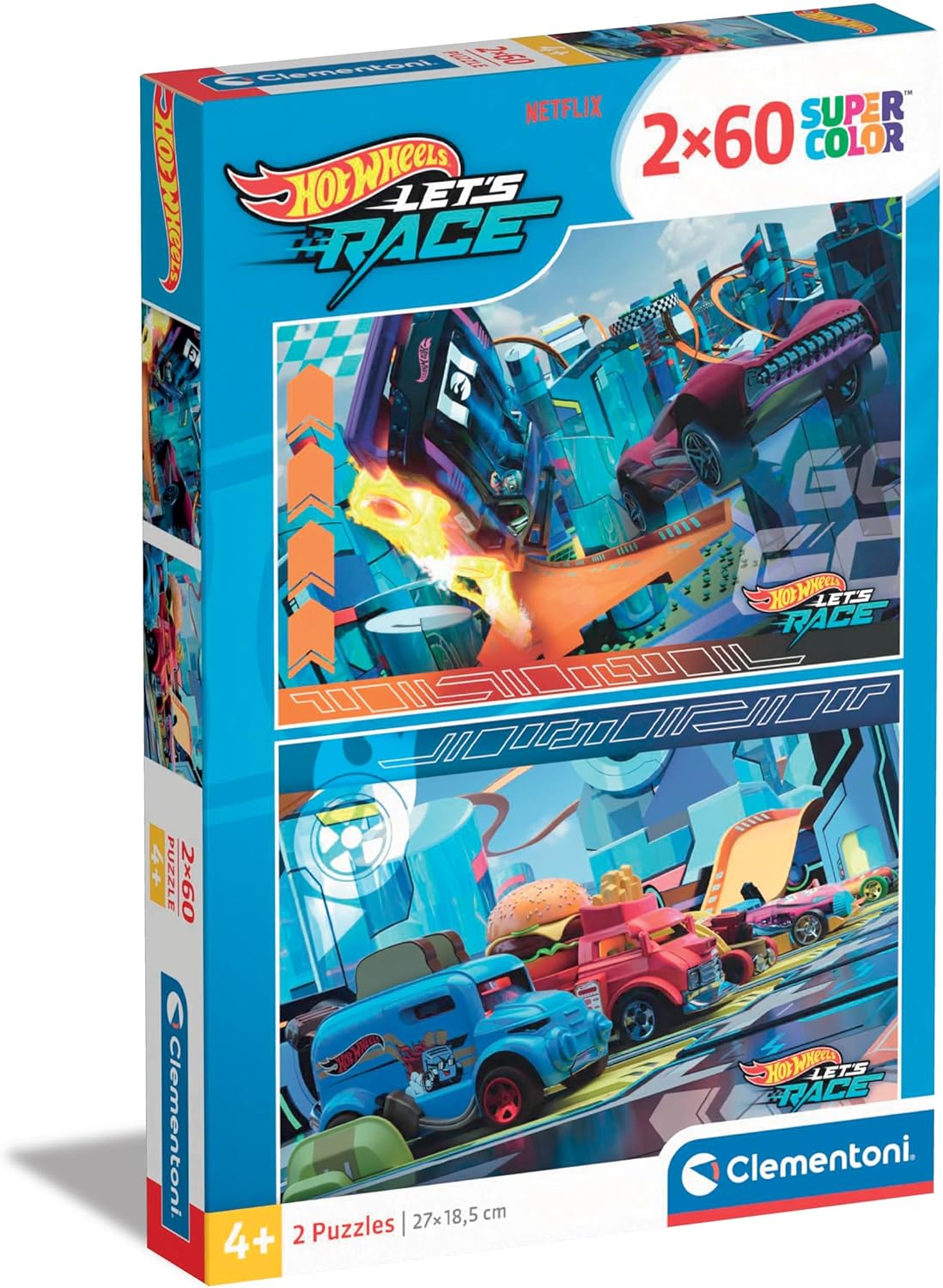 Hot Wheels גלגלים לוהטים - 2 פאזלים של 60 חלקים CLEMENTONI