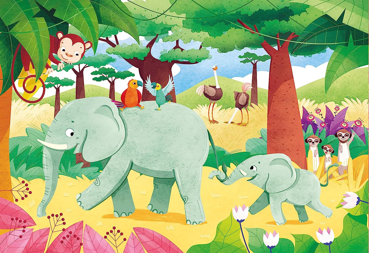 חברים בג'ונגל - 3 פאזלים של 48 חלקים CLEMENTONI