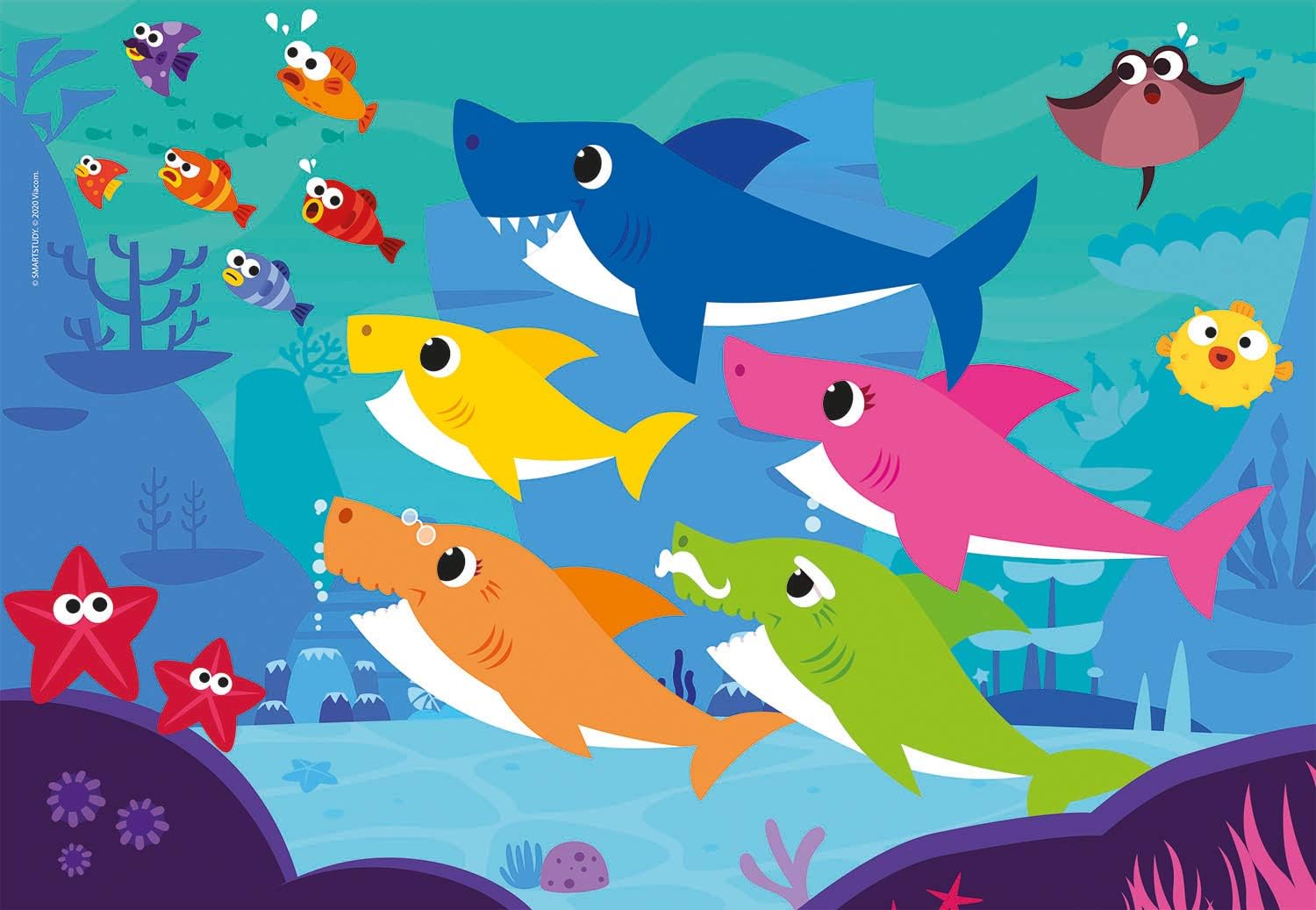 בייבי שארק - 3 פאזלים של 48 חלקים CLEMENTONI