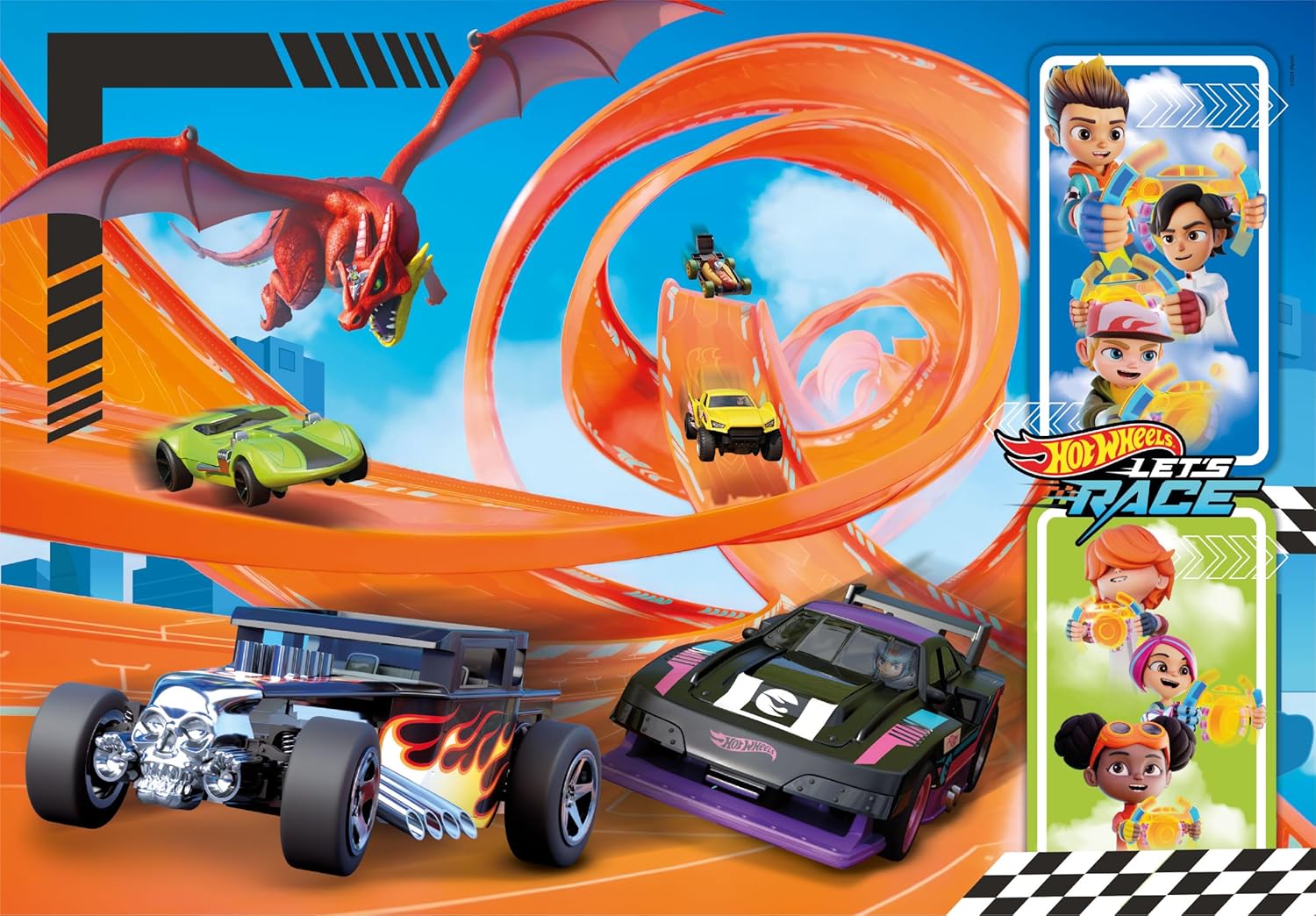 Hotwheels גלגלים לוהטים - פאזל 104 חלקים CLEMENTONI