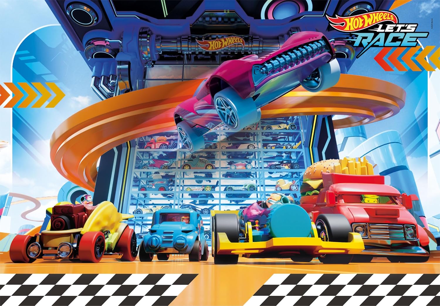 Hotwheels גלגלים לוהטים - פאזל 104 חלקים CLEMENTONI