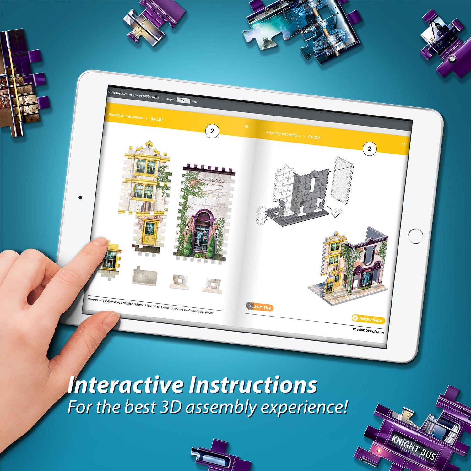 הארי פוטר, קולקציית Diagon Alley™: החנות של מאדאם מלקין והגלידה של פלורין - פאזל 290 חלקים תלת מימד