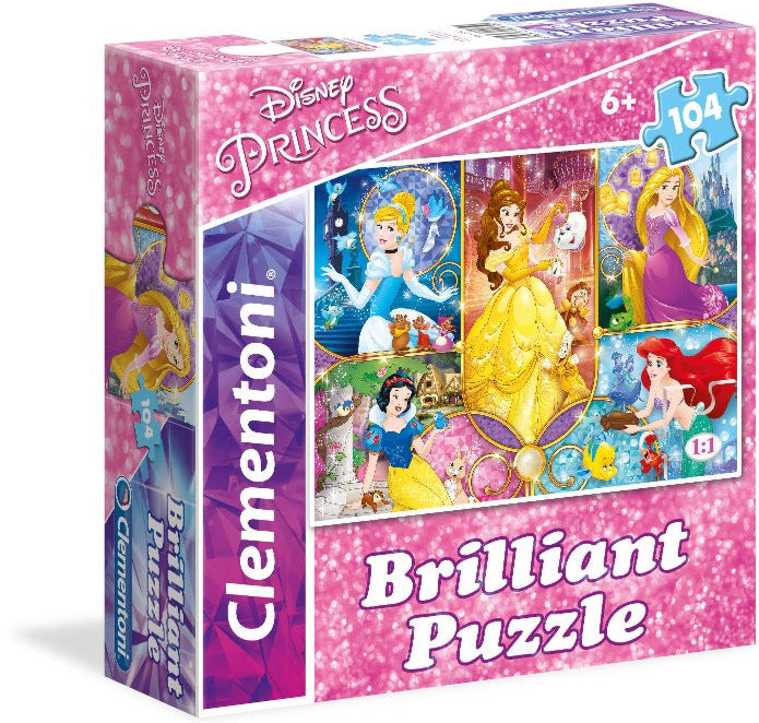 דיסני נסיכות- פאזל 104 חלקים בקופסא מרובעת CLEMENTONI