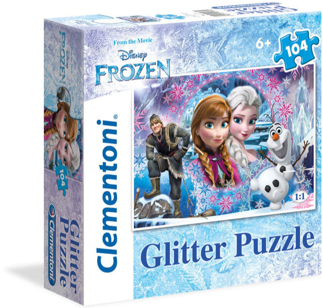 פרוזן - פאזל 104 חלקים עם נצנצים בקופסא מרובעת CLEMENTONI