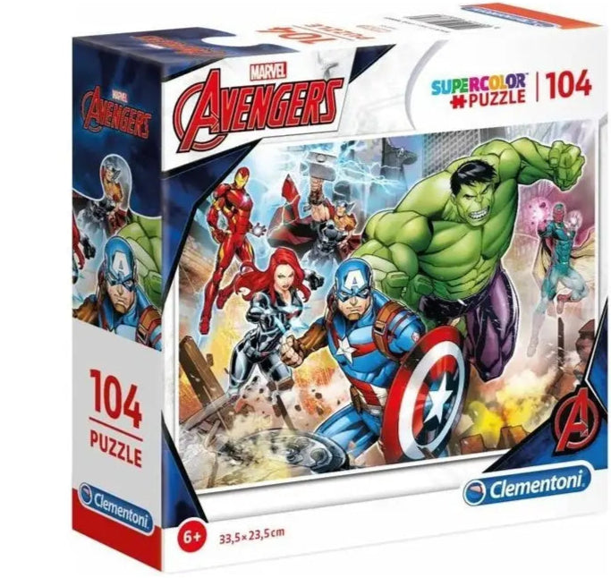 הנוקמים - פאזל 104 חלקים בקופסא מרובעת CLEMENTONI