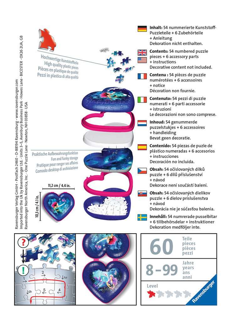 קופסת תכשיטים בצורת לב בת-ים - פאזל תלת מימד 54 חלקים RAVENSBURGER