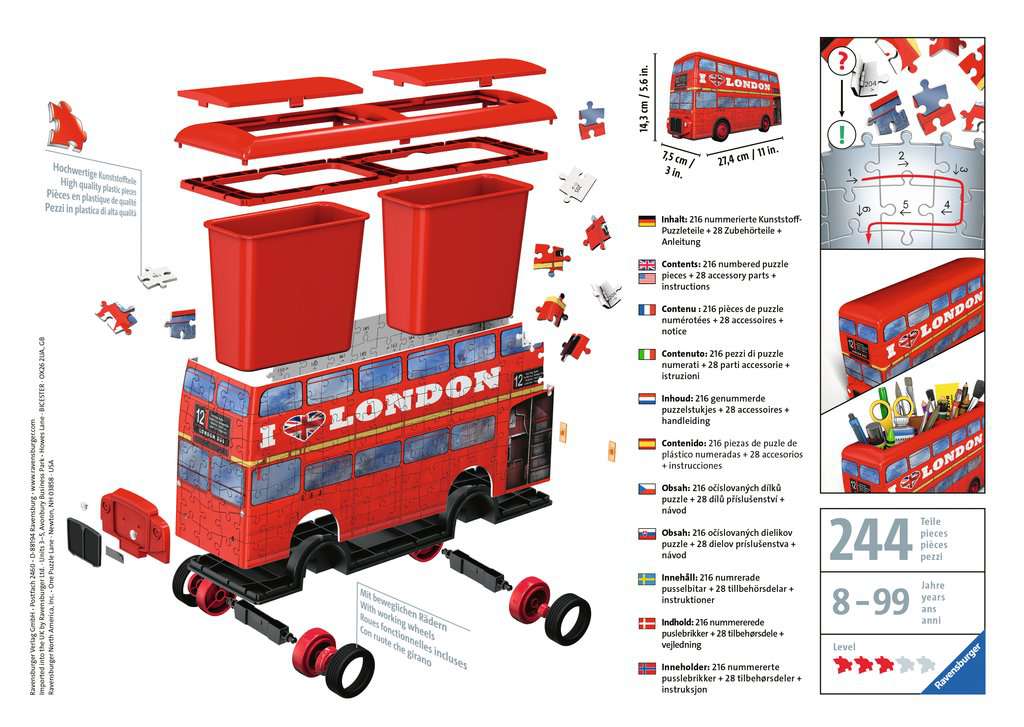 אוטובוס קומותיים בלונדון - פאזל תלת מימד 216 חלקים RAVENSBURGER