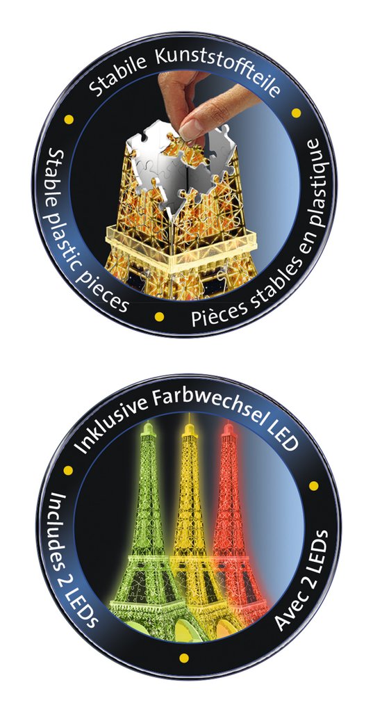 מגדל אייפל, פריז "Night Edition" - פאזל תלת מימד 216 חלקים עם תאורת לילה! RAVENSBURGER