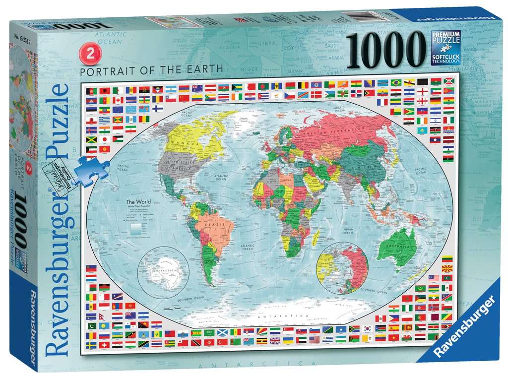 מפת העולם עם דגלים, פאזל 1000 חלקים