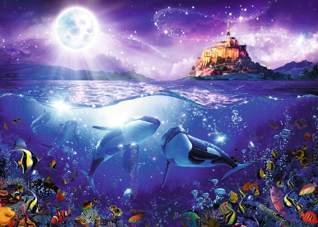 פאזל 1000 חל' - מראה מתחת למים לאור ירח