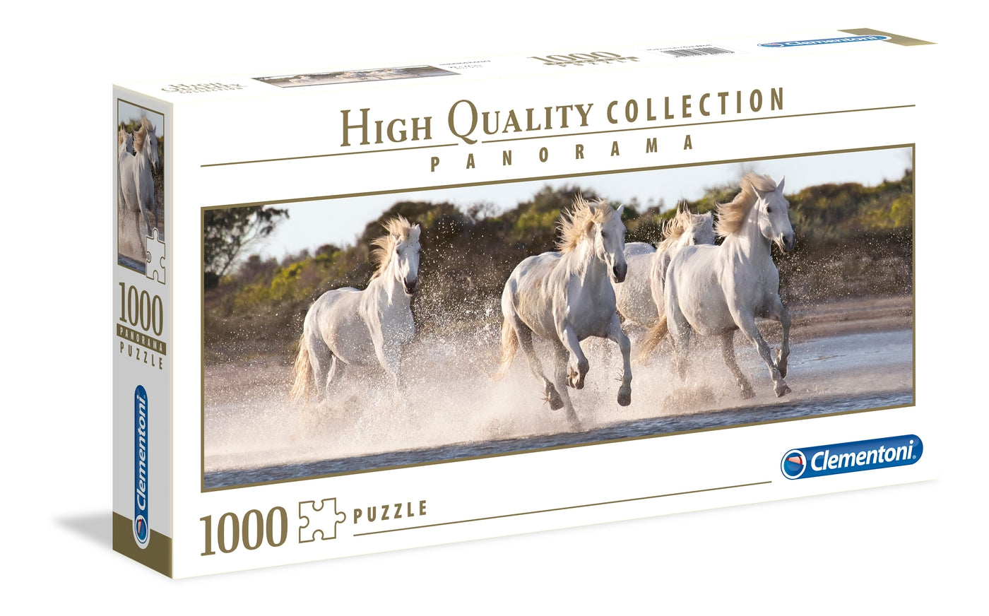 סוסים לבנים בדהרה - פאזל 1000 חלקים פנורמי CLEMENTONI