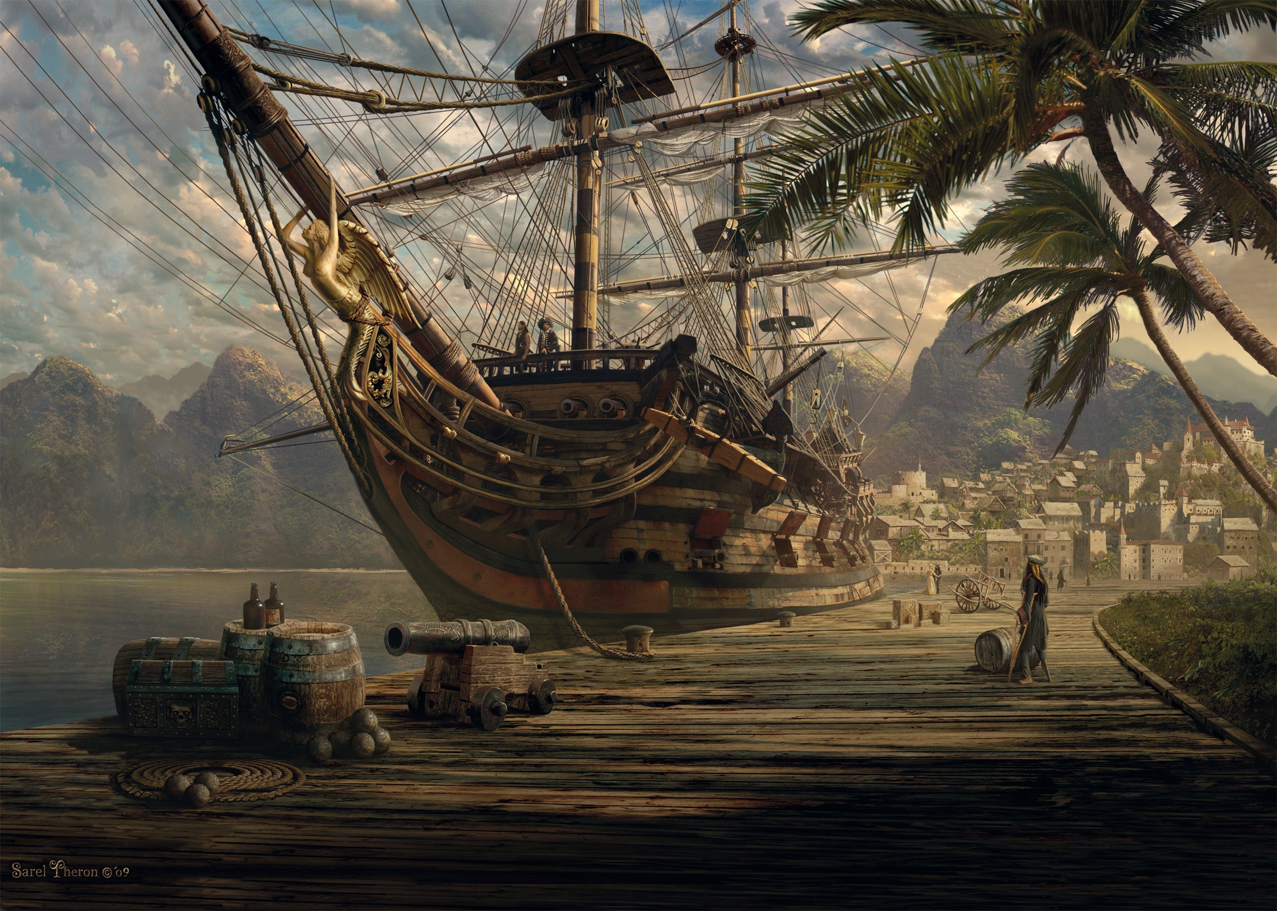 פאזל 1000 חלקים - ספינת מפרש במעגן