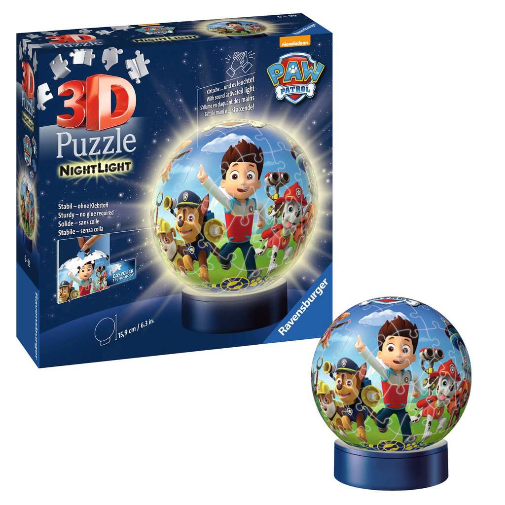 מפרץ ההרפתקאות "NightLight" - פאזל תלת מימד כדור 72 חלקים עם מנורת לילה RAVENSBURGER