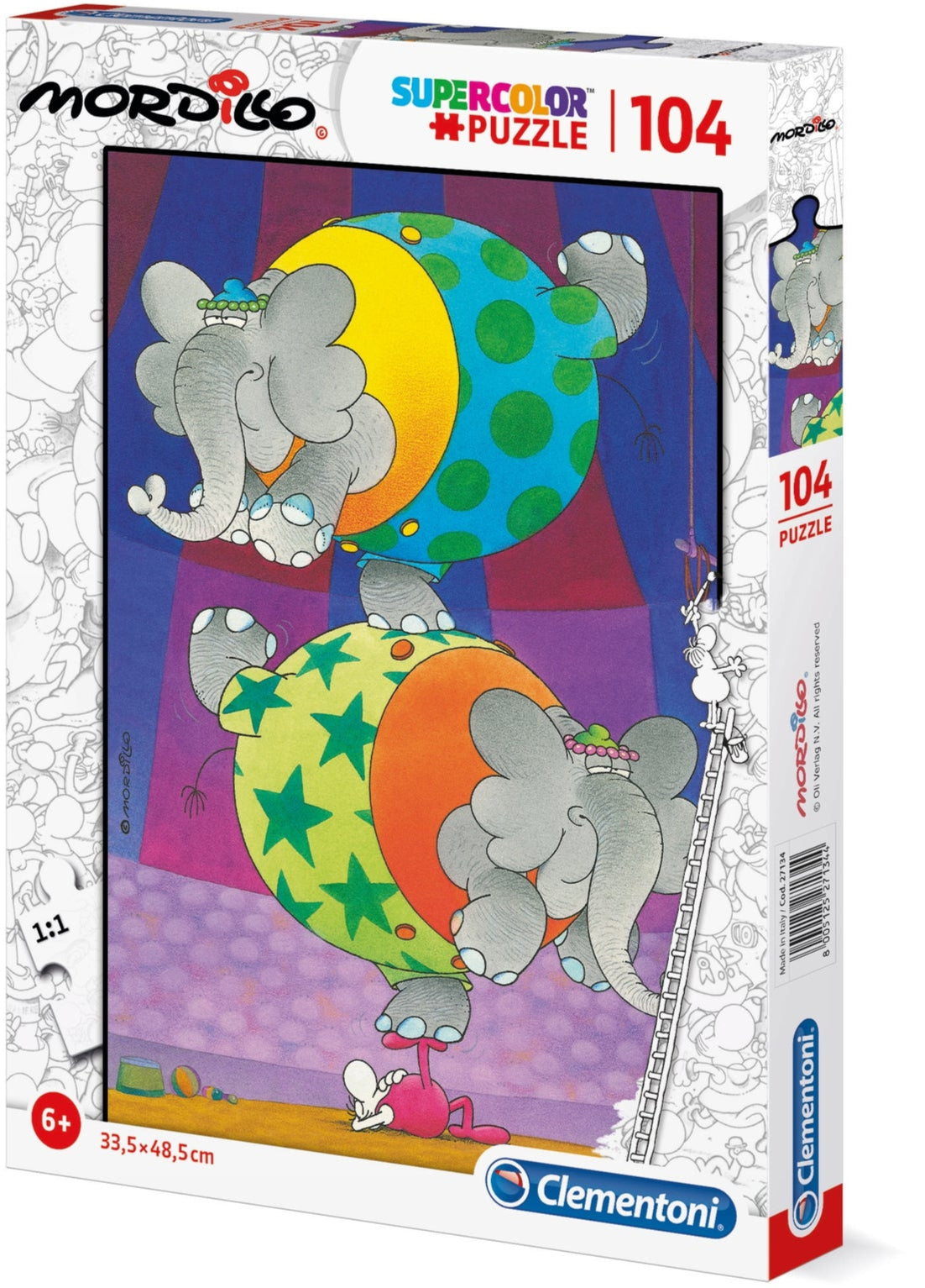 OUTLET - מורדילו: פילים בקרקס - פאזל 104 חלקים CLEMENTONI