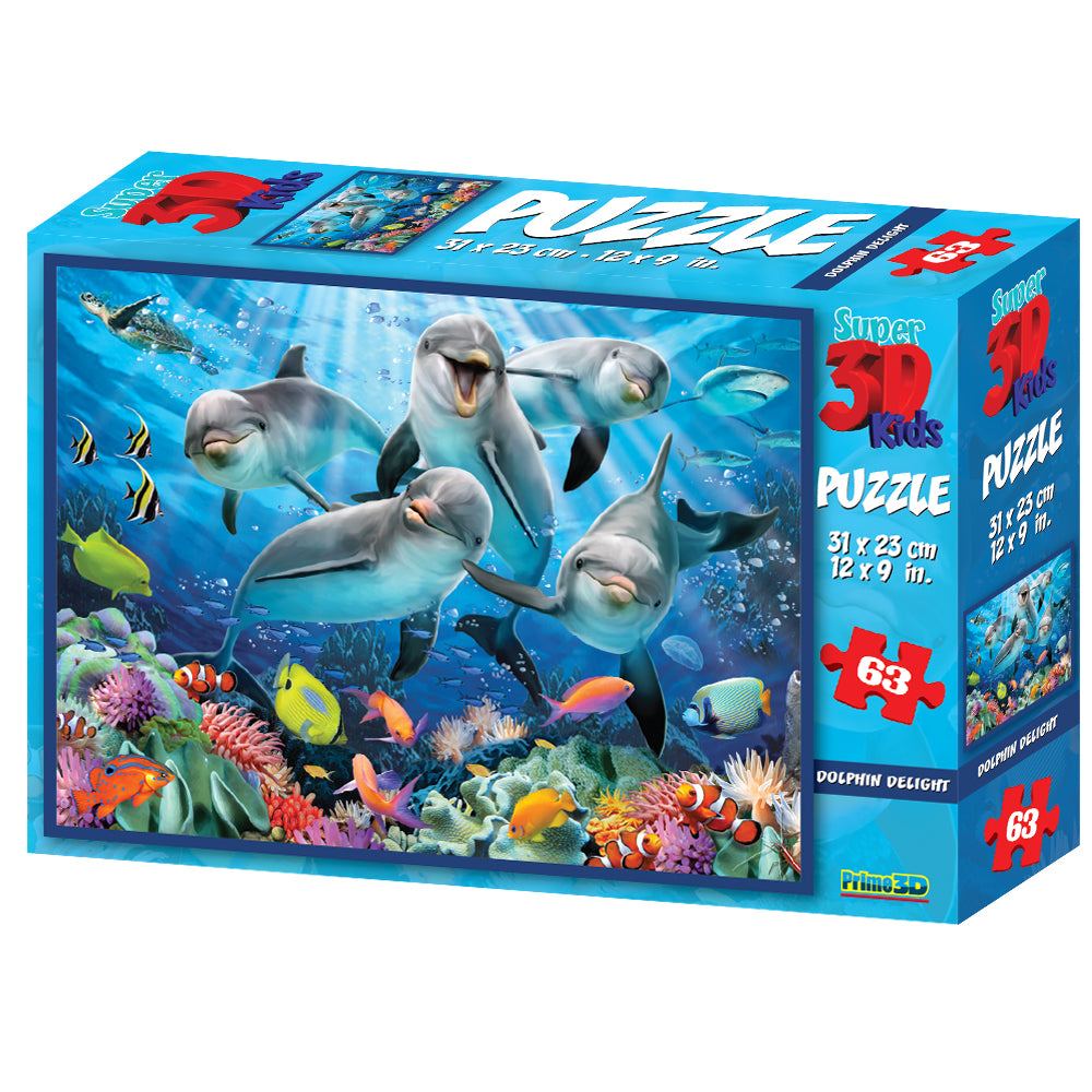 פאזל 3D אופטי 63 חלקים חגיגת דולפינים