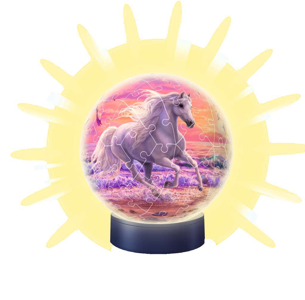 סוס בחוף קסום "NightLight" - פאזל תלת מימד כדור 72 חלקים עם מנורת לילה RAVENSBURGER