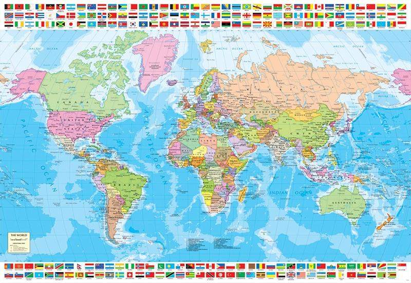 מפת עולם פוליטית -  - פאזל 1500 חלקים EDUCA