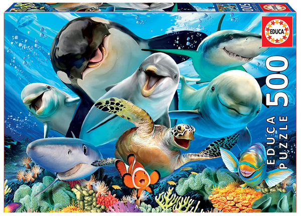 סלפי דגים מתחת למים, סידרת Selfies - פאזל 500 חלקים EDUCA