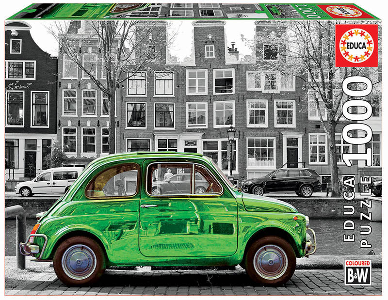 מכונית ירוקה באמסטרדם - פאזל 1000 חלקים מסדרת B&W מבית EDUCA