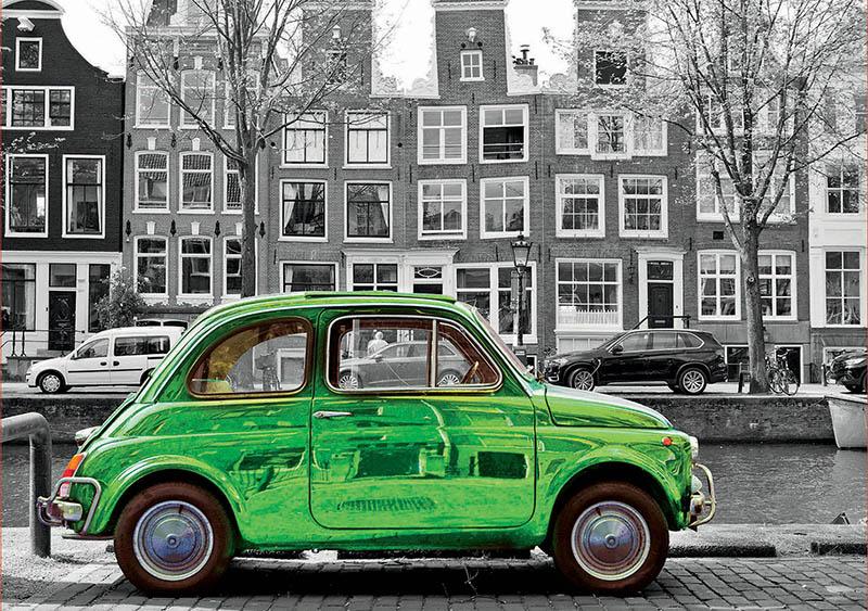 מכונית ירוקה באמסטרדם - פאזל 1000 חלקים מסדרת B&W מבית EDUCA