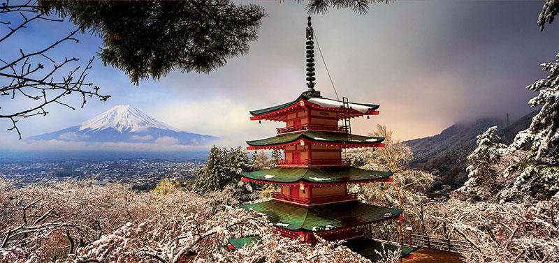 פגודה והר פוג'י ביפן - - פאזל 3000 חלקים  EDUCA פנורמי
