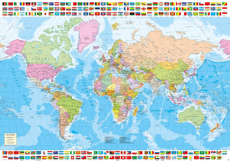 מפת עולם עם דגלים - פאזל 1500 חלקים EDUCA