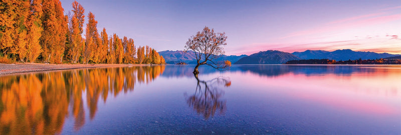 עץ הערבה באגם וונאקה, ניו-זילנד - פאזל 1000 חלקים פנורמי CLEMENTONI