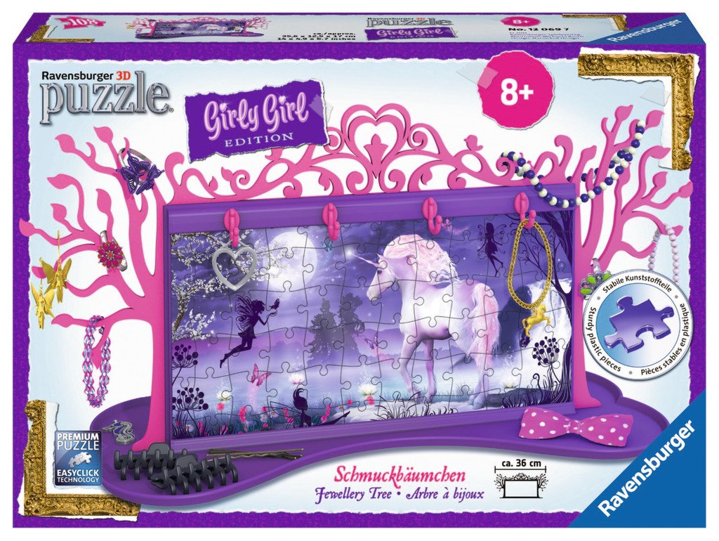 פאזל 3D - עץ לתליית תכשיטים, 108 חלקים, קולקציית Girly Girl