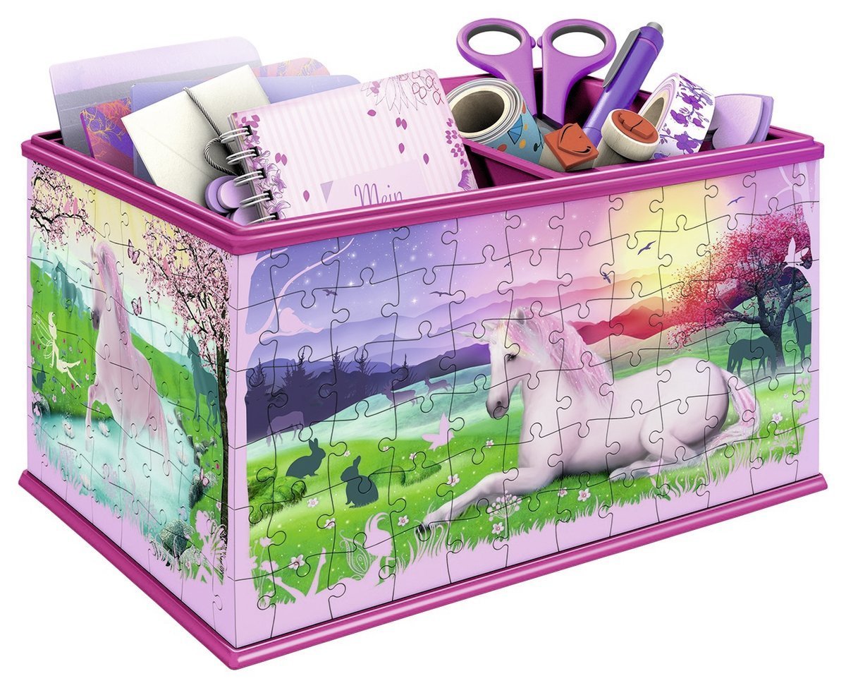 פאזל 3D - קופסת אחסון חד-קרן, 216 חלקים, קולקציית Girly Girl
